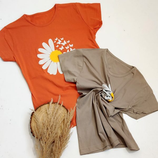 تیشرت چاپ گل و پروانه - مانتو پاتریس رشت