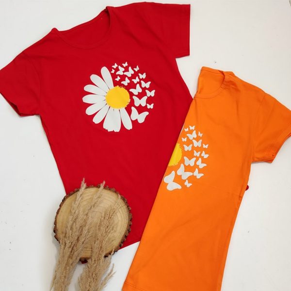 تیشرت چاپ گل و پروانه - مانتو پاتریس رشت