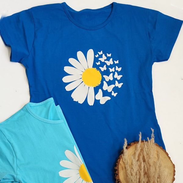 تیشرت چاپ گل و پروانه - مانتو پاتریس رشت