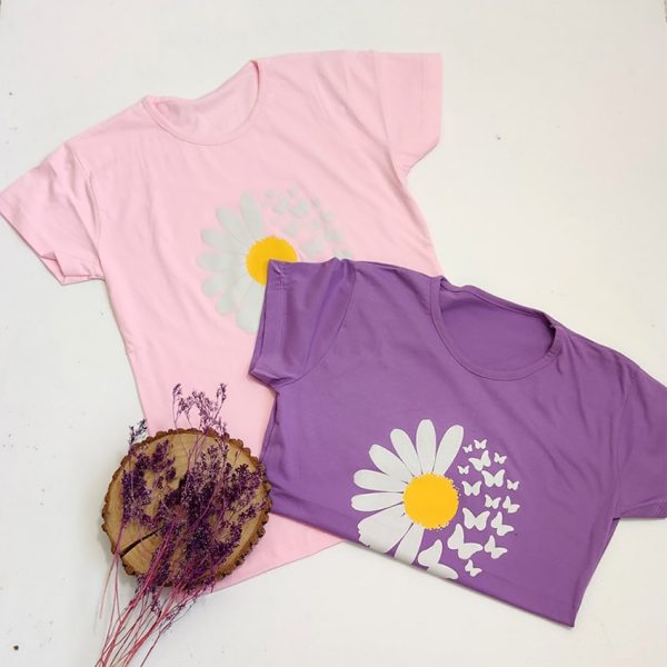 تیشرت چاپ گل و پروانه - مانتو پاتریس رشت