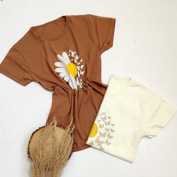 تیشرت چاپ گل و پروانه - مانتو پاتریس رشت