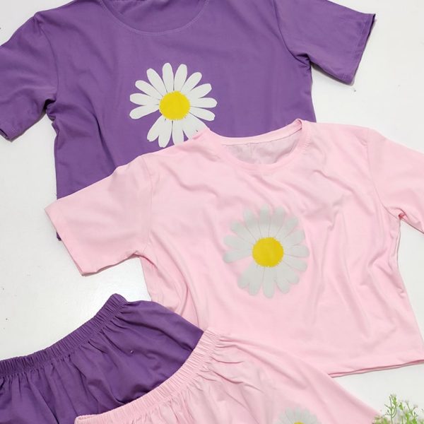 ست تیشرت شورتک بابونه نخ پنبه