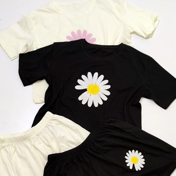 ست تیشرت شورتک بابونه نخ پنبه