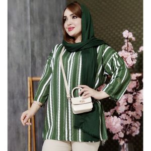 شومیز راه راه نخی آستین 3 ربع