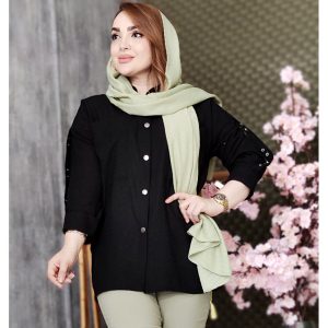 مانتو لینن آستین پاکتی مشکی - مانتو پاتریس رشت