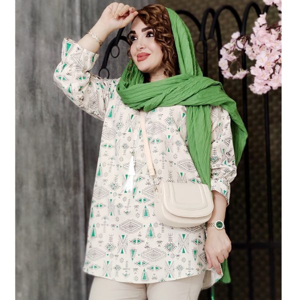 مانتو لینن جلوبسته طرحدار