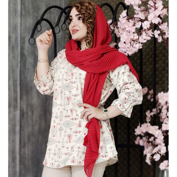 مانتو لینن جلوبسته طرحدار