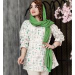 مانتو لینن جلوبسته طرحدار