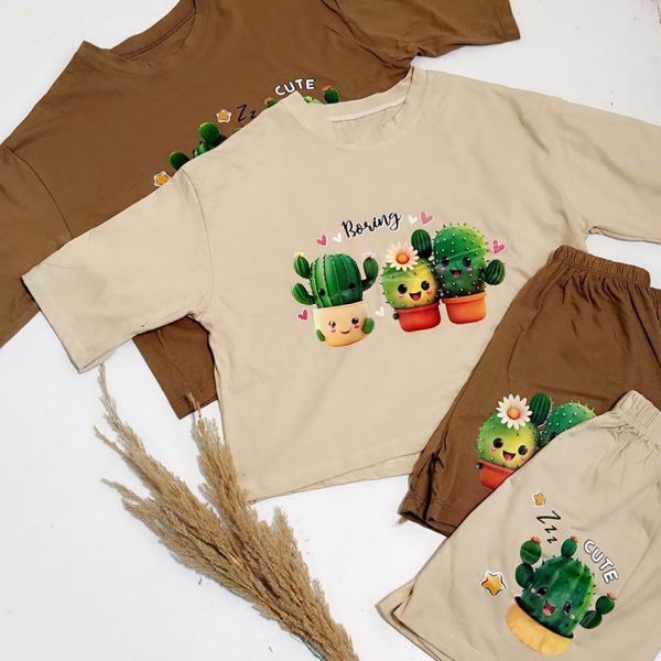 ست تیشرت شورتک کاکتوس