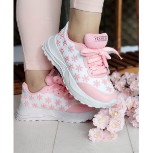 کتونی گل برجسته سفید صورتی 33000355