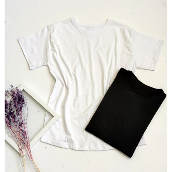 تیشرت ساده سفید مشکی 35000258 - Image 2