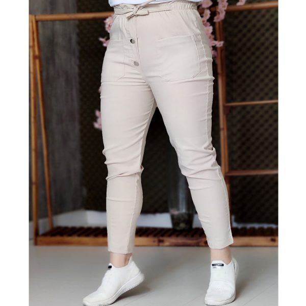 شلوار مام فیت بنگال جلو جیب کرم - مانتو پاتریس رشت