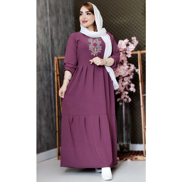 پیراهن ابروبادی بلند گلدوزی