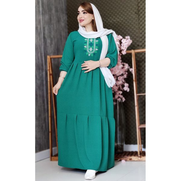 پیراهن ابروبادی بلند گلدوزی