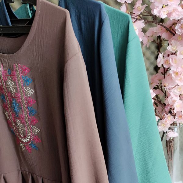 پیراهن ابروبادی بلند گلدوزی - مانتو پاتریس رشت