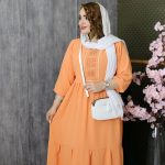 پیراهن ابروبادی بلند گلدوزی - مانتو پاتریس رشت