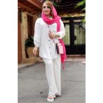 ست مانتو شلوار شانتون سفید - مانتو پاتریس رشت