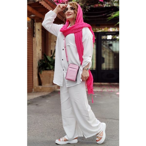 ست مانتو شلوار شانتون سفید