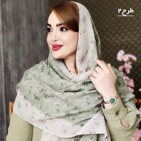 شال طرحدار سبز پلیسه - مانتو پاتریس رشت