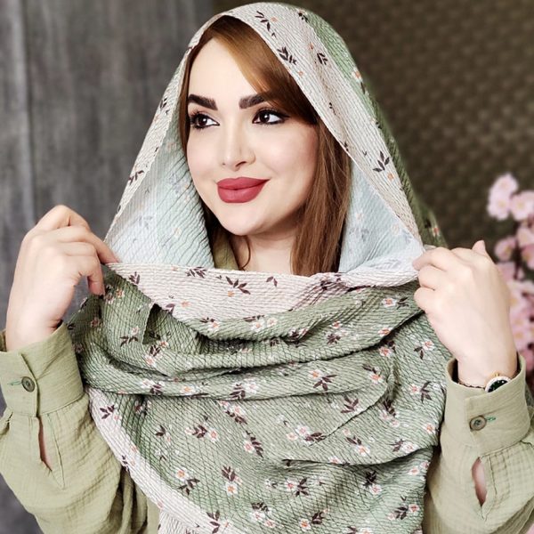 شال طرحدار سبز پلیسه - مانتو پاتریس رشت