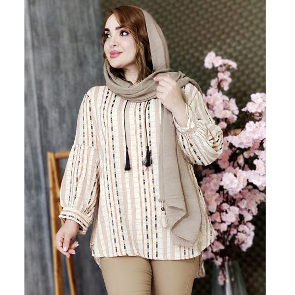 شومیز طرحدار خطی رنگی 392009 - Image 5