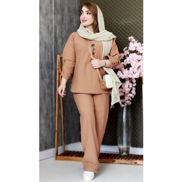 ست تونیک شلوار دکمه چوبی لینن - مانتو پاتریس رشت