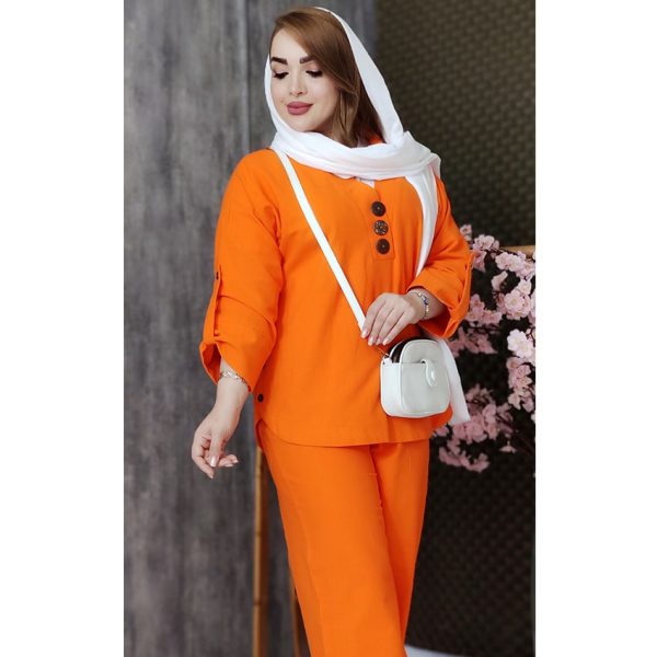 ست تونیک شلوار دکمه چوبی لینن - مانتو پاتریس رشت