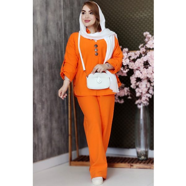 ست تونیک شلوار دکمه چوبی لینن - مانتو پاتریس رشت