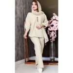 ست تونیک شلوار دکمه چوبی لینن