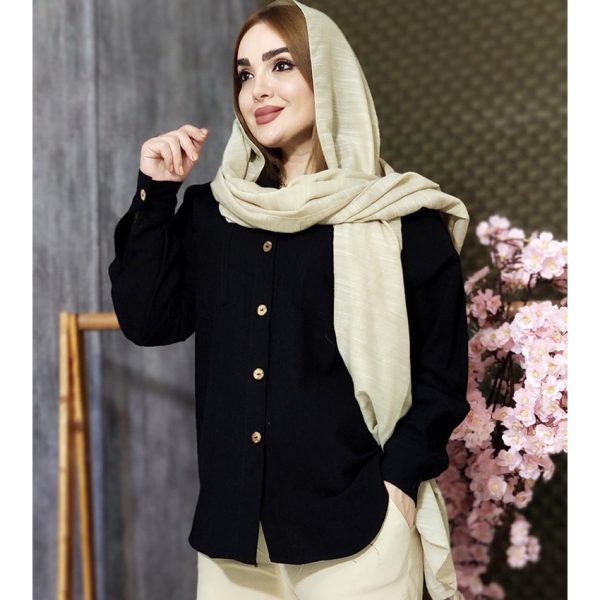 مانتو لینن دکمه چوبی 429004 - Image 2