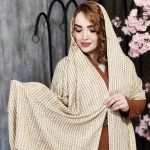 شال پلیسه کرم گلدار - مانتو پاتریس رشت