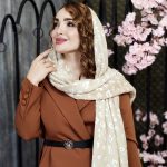 شال پلیسه کرم گلدار - مانتو پاتریس رشت