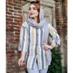 مانتو راه راه آستین 3 ربع نخی - مانتو پاتریس رشت