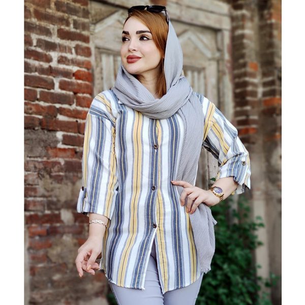 مانتو راه راه آستین 3 ربع نخی - مانتو پاتریس رشت