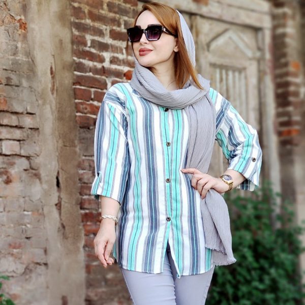 36600417-5-min مانتو راه راه آستین 3 ربع نخی