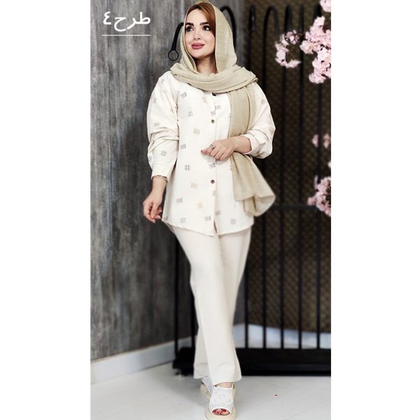 ست مانتو شلوار لینن طرحدار - مانتو پاتریس رشت