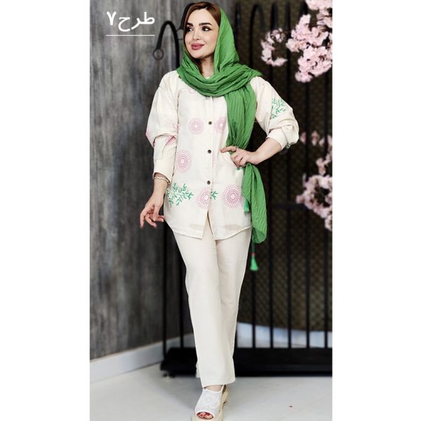 ست مانتو شلوار لینن طرحدار - مانتو پاتریس رشت