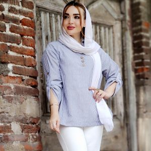مانتو جلوبسته راه راه ریز - مانتو پاتریس رشت