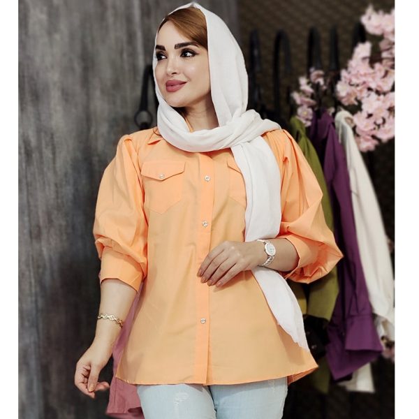 مانتو آستین پفی دو جیب داکرون رنگی - مانتو پاتریس رشت