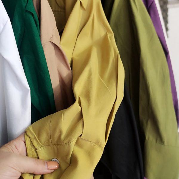 مانتو آستین پفی دو جیب داکرون رنگی - مانتو پاتریس رشت