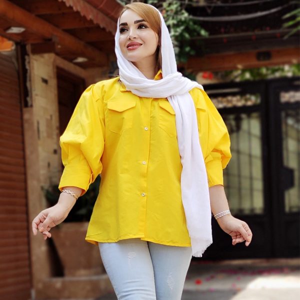 مانتو آستین پفی دو جیب داکرون رنگی - مانتو پاتریس رشت