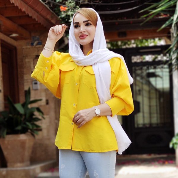 مانتو آستین پفی دو جیب داکرون رنگی - مانتو پاتریس رشت