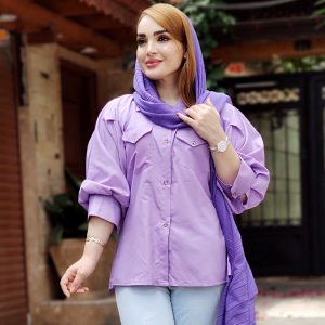 مانتو آستین پفی دو جیب داکرون رنگی - مانتو پاتریس رشت