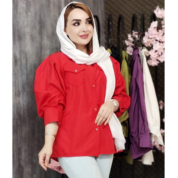 مانتو آستین پفی دو جیب داکرون رنگی - مانتو پاتریس رشت