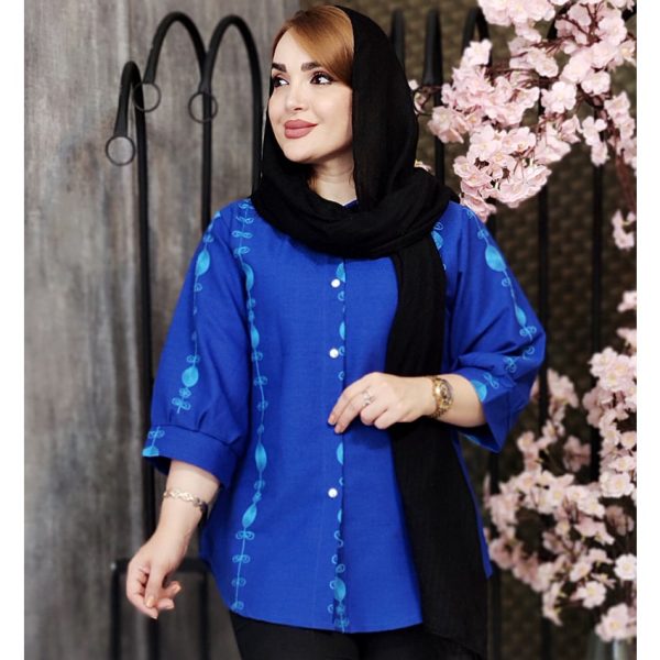 مانتو لینن گلدوزی آستین پفی