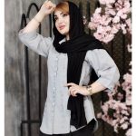 مانتو لینن گلدوزی آستین پفی