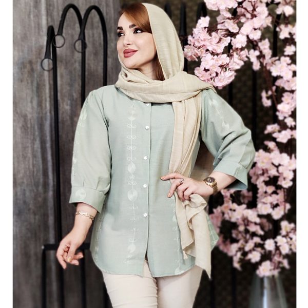 مانتو لینن گلدوزی آستین پفی - مانتو پاتریس رشت