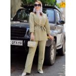 ست کت شلوار کتان لمه نواری - مانتو پاتریس رشت