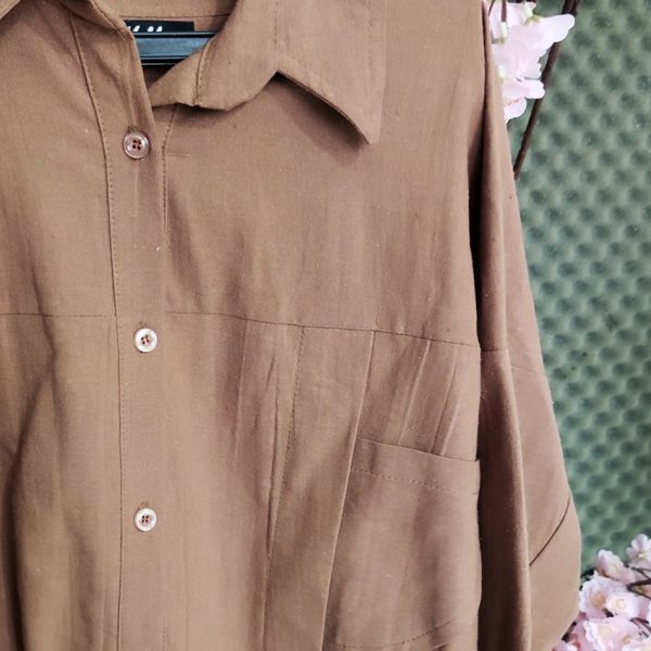 مانتو لینن نیم جیب