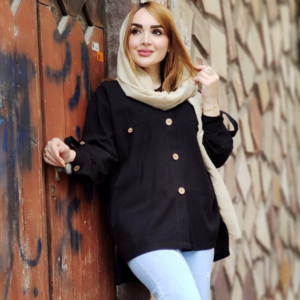 429005-01-min مانتو لینن دکمه چوبی -مانتو پاتریس رشت